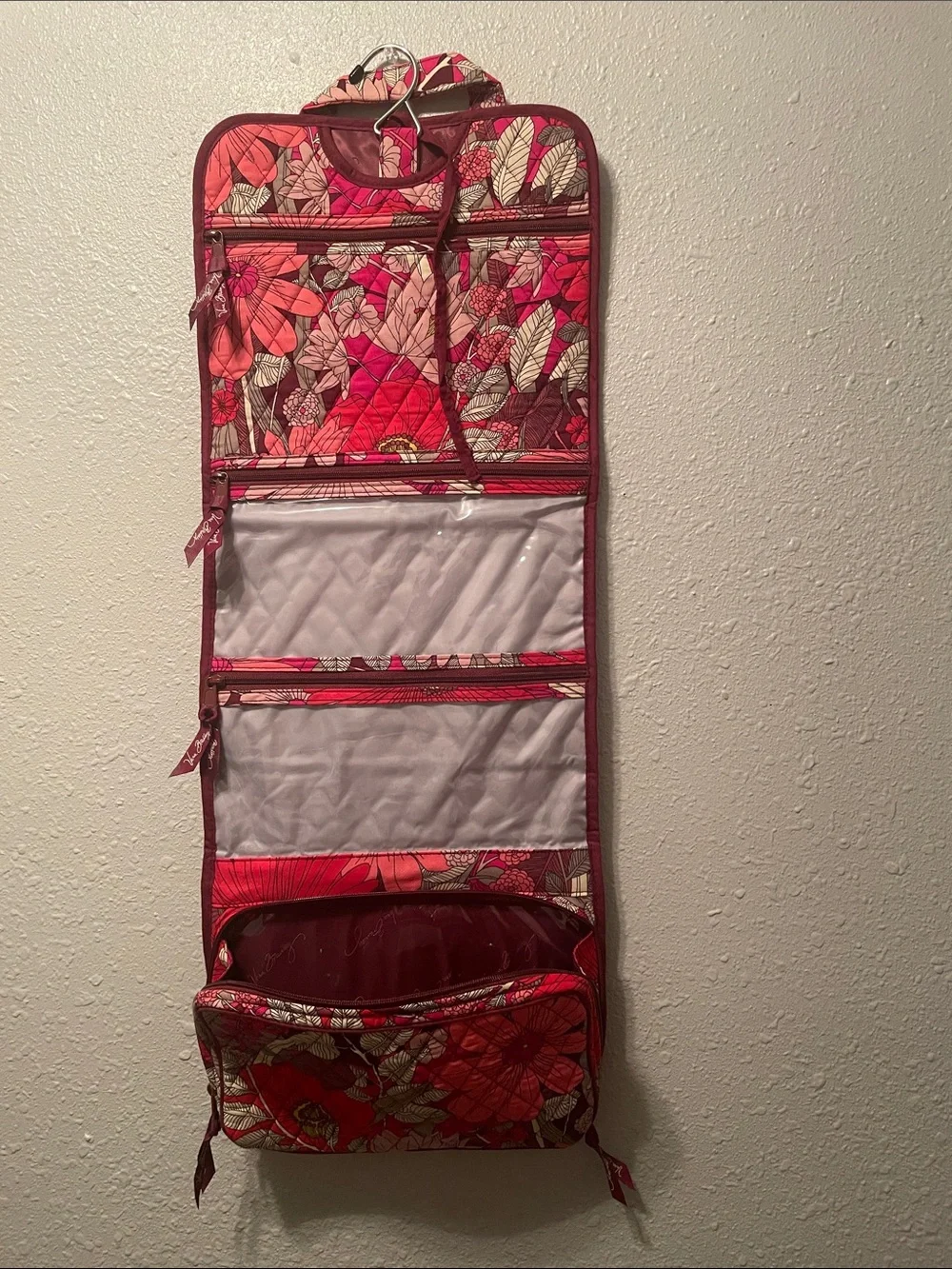 Vera Bradley Red Pink Floral Hanging Organizer traveling